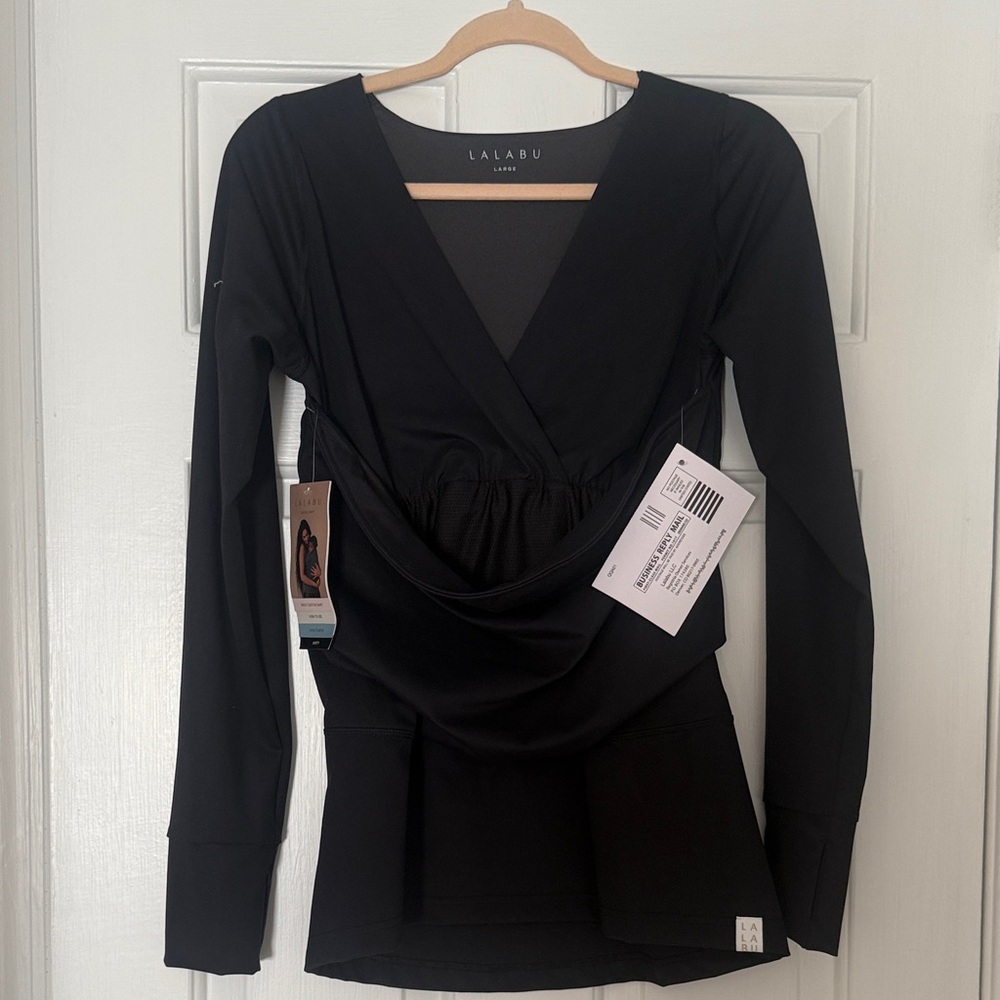 NWT Lalabu Soothe Long Sleeve Top - Womens Large - Black